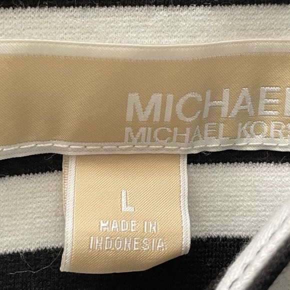 MICHAEL KORS Women’s Horizontal Stripe Ponte Top in Black & White ~Size L - Picture 5 of 6